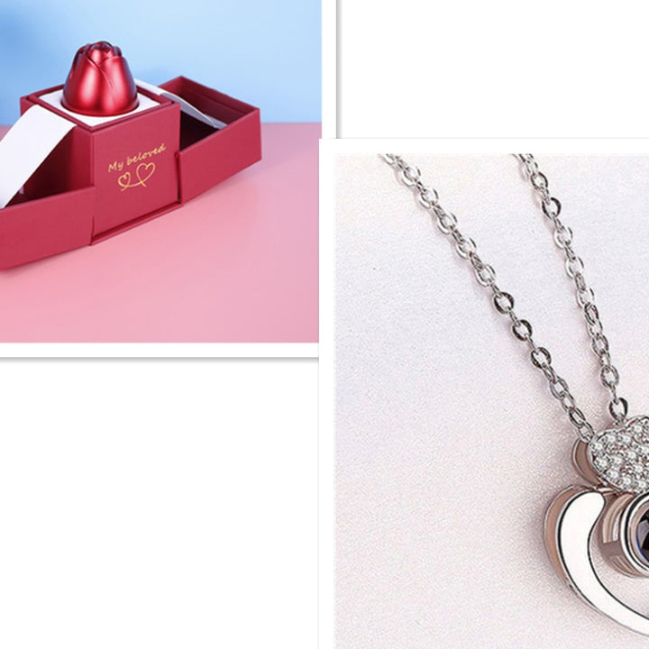 Hot Valentine's Day Gifts Metal Rose Jewelry Gift Box Necklace For Wedding Girlfriend Necklace Gifts