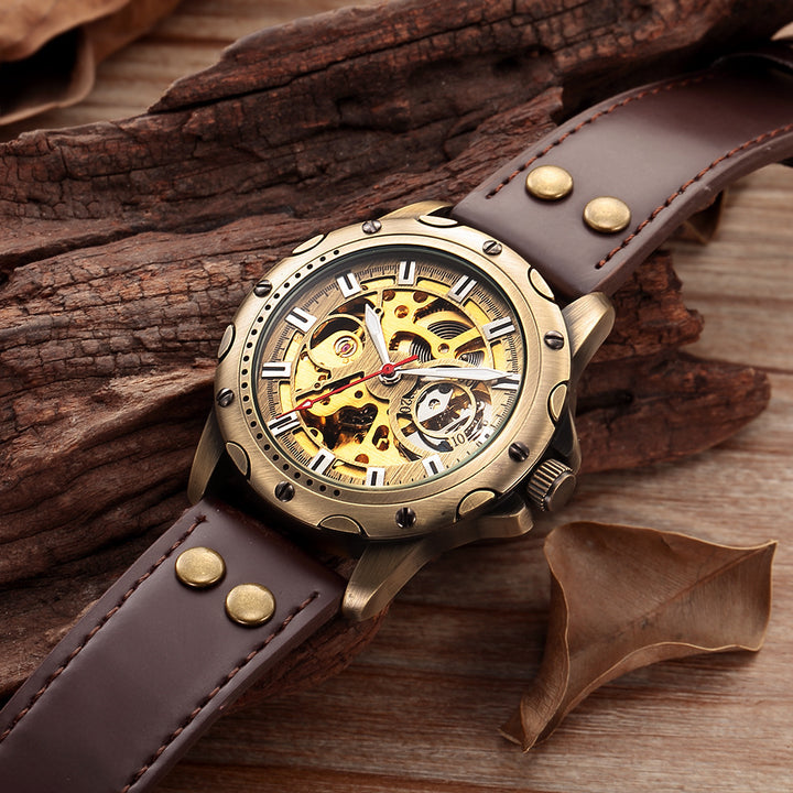 Mens Skeleton Steampunk Automatic Mechanical Watch