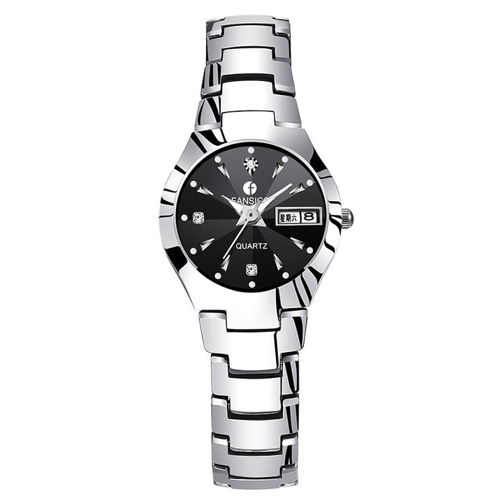 Fansico Fan Poem New Tungsten Mens Watch Dual Calendar Table 1192 Non Mechanical Watches