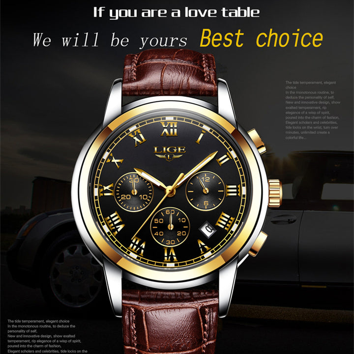 Mens Leather Casual Watch