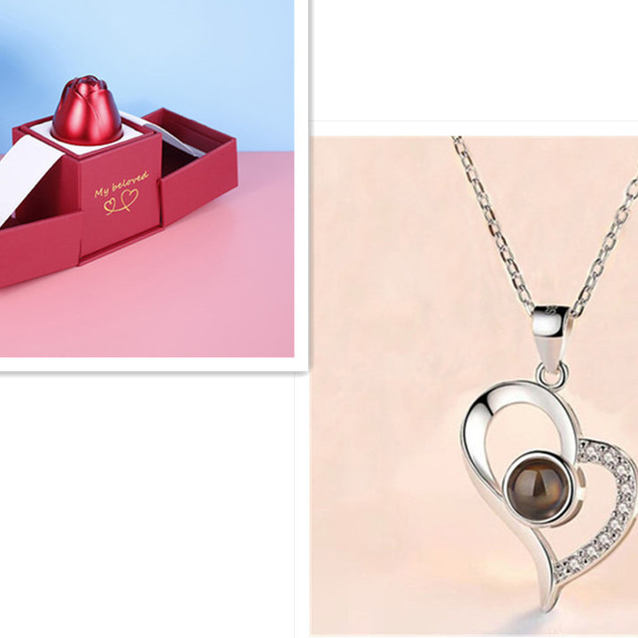 Hot Valentine's Day Gifts Metal Rose Jewelry Gift Box Necklace For Wedding Girlfriend Necklace Gifts