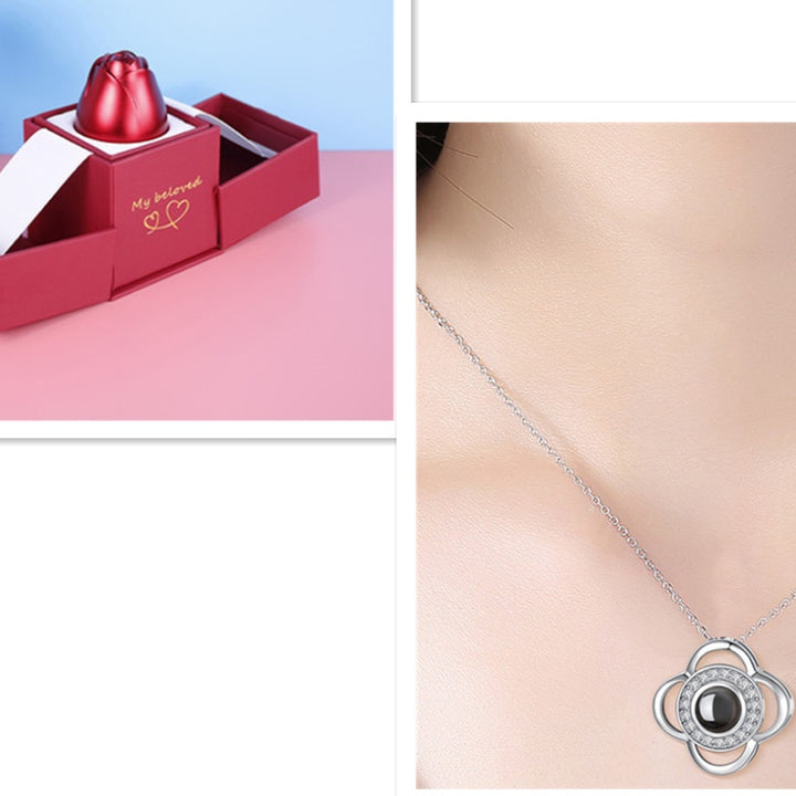 Hot Valentine's Day Gifts Metal Rose Jewelry Gift Box Necklace For Wedding Girlfriend Necklace Gifts