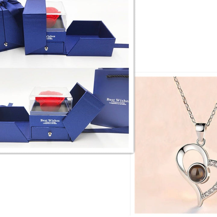 Hot Valentine's Day Gifts Metal Rose Jewelry Gift Box Necklace For Wedding Girlfriend Necklace Gifts